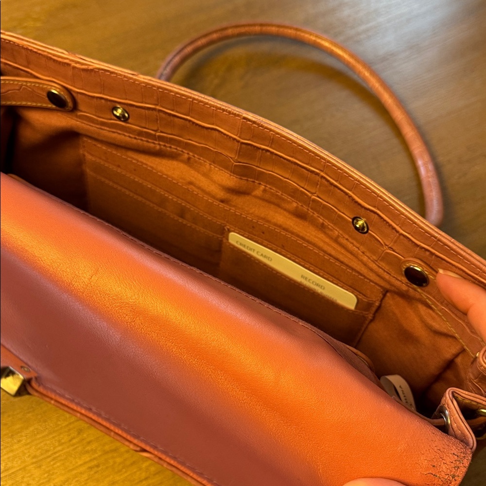 Pink Crocodile-Embossed Handbag - Picture 13 of 15